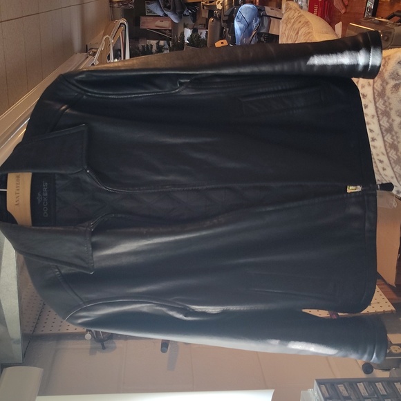 Dockers Men's Dark Leather Jacket - Picture 1 of 2